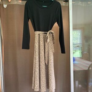 Ribbed Leopard Print Dress M
